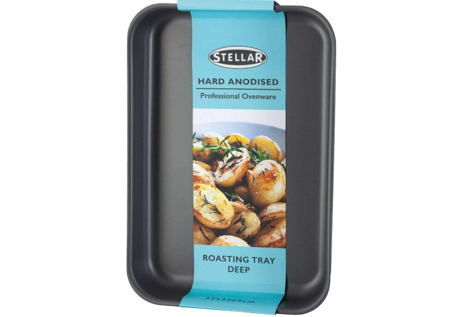 Cookware & Baking * | Clearance Stellar Hard Anodised Deep Roasting Tray 30 X 20 X 5Cm