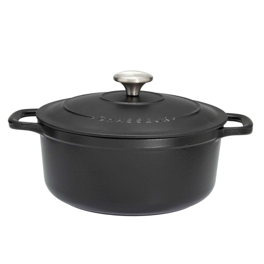 Cookware & Baking * | Clearance Sale Chasseur Cast Iron Casserole Dish & Lid 24Cm, 3.8L Matt Black