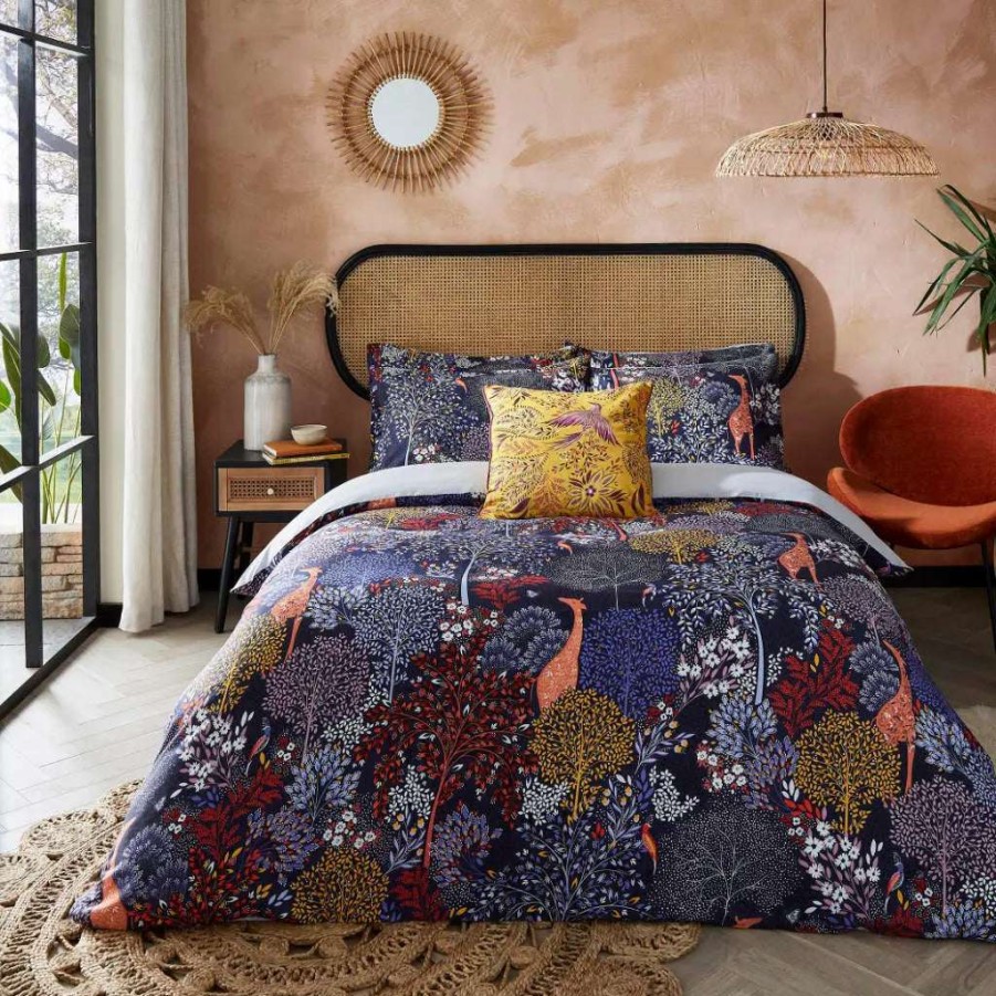 Textiles & Lighting * | Super Specials Sara Miller Gifaffe'S Sanctuary Navy Duvet Cover Set