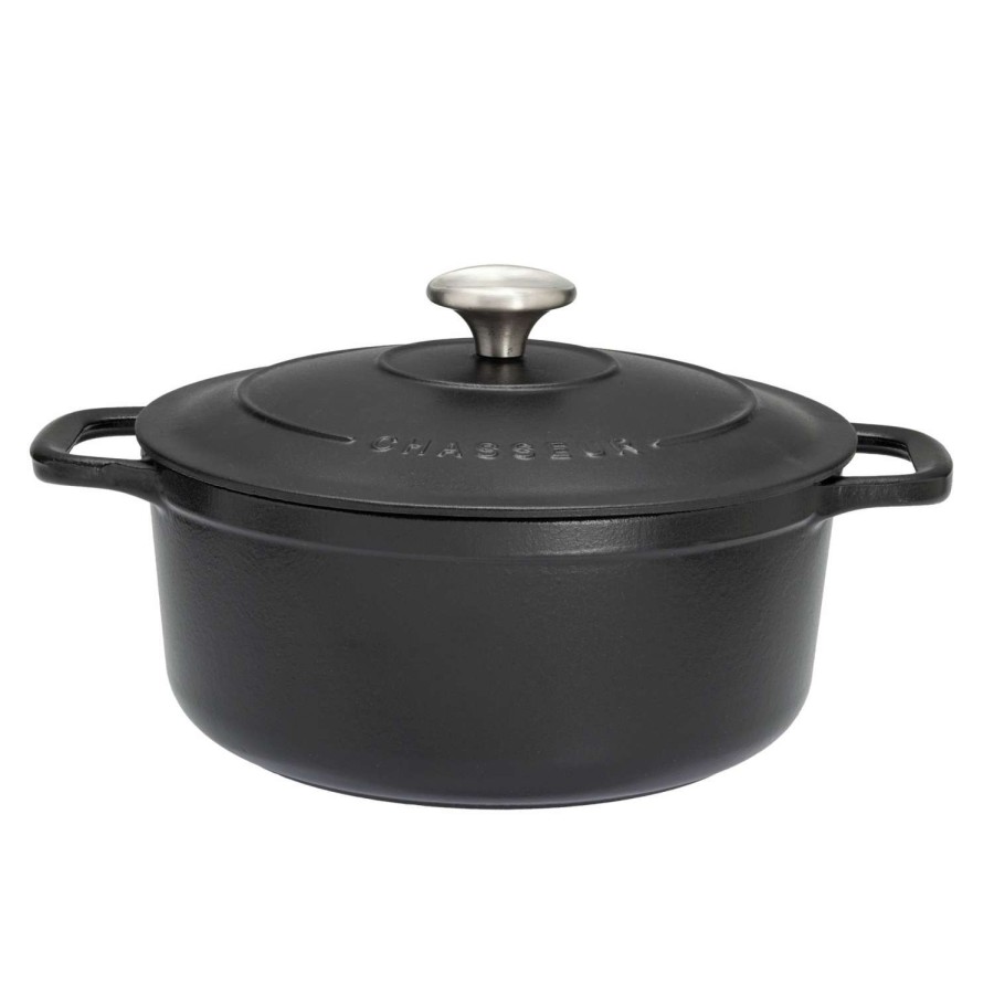 Cookware & Baking * | Clearance Sale Chasseur Cast Iron Casserole Dish & Lid 28Cm, 6.3L Matt Black